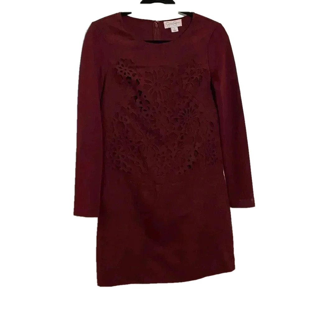 Jessica Simpson women burgundy  long sleeve contemporary fairy whimsigoth dress